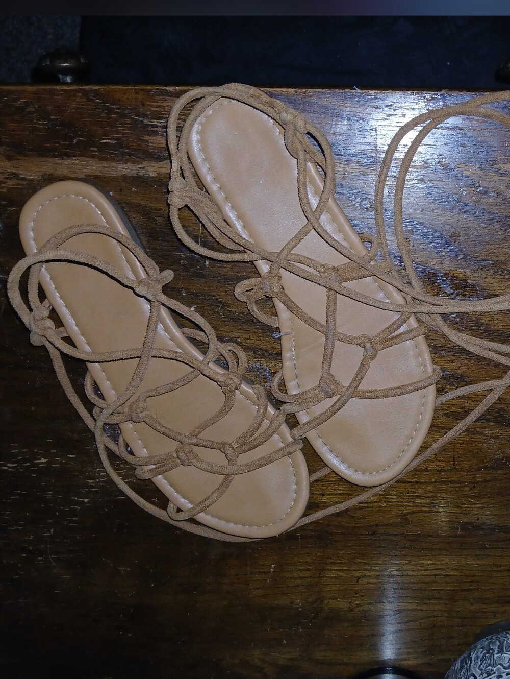 Women’s Size 8 Tan Lace-Up Strappy Sandals